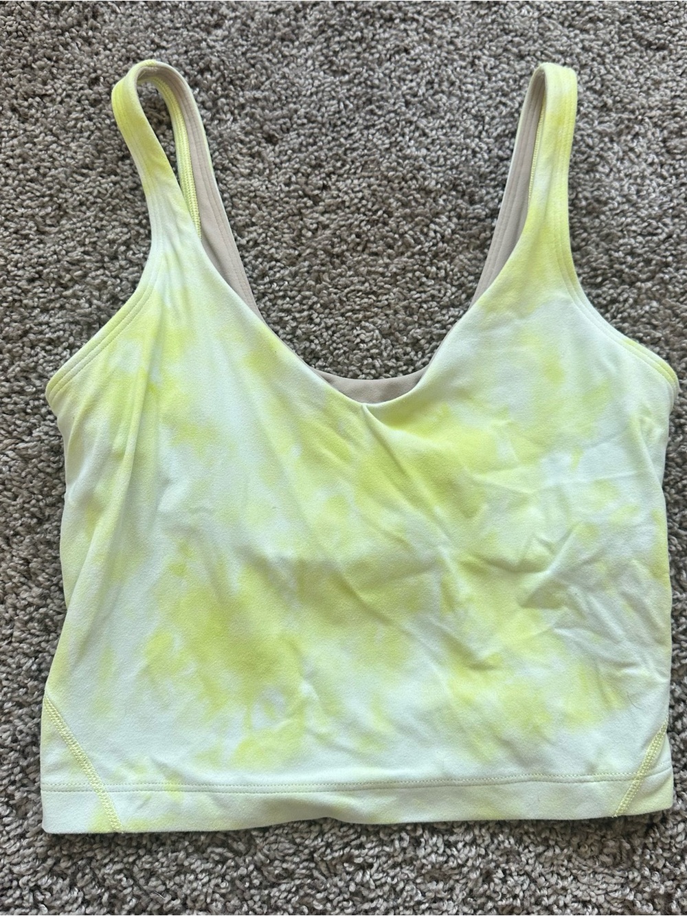 lululemon athletica Yellow Tie-Dye Scoop Neck Tank